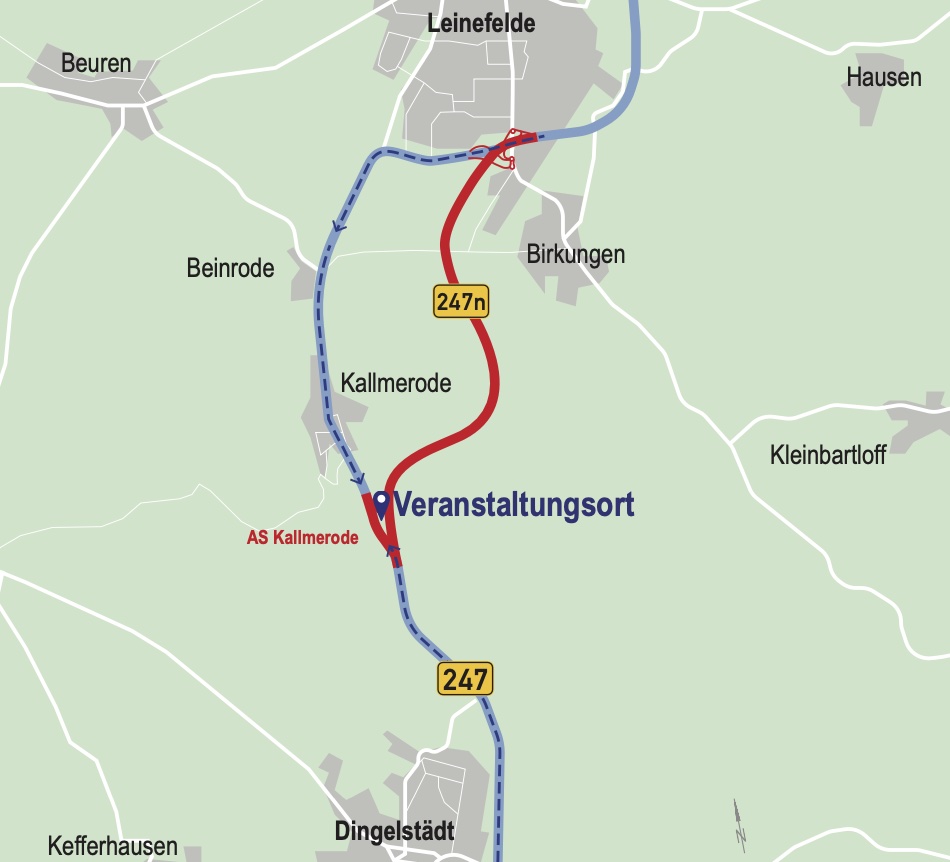 Anfahrt zur Eröffnung B247n
